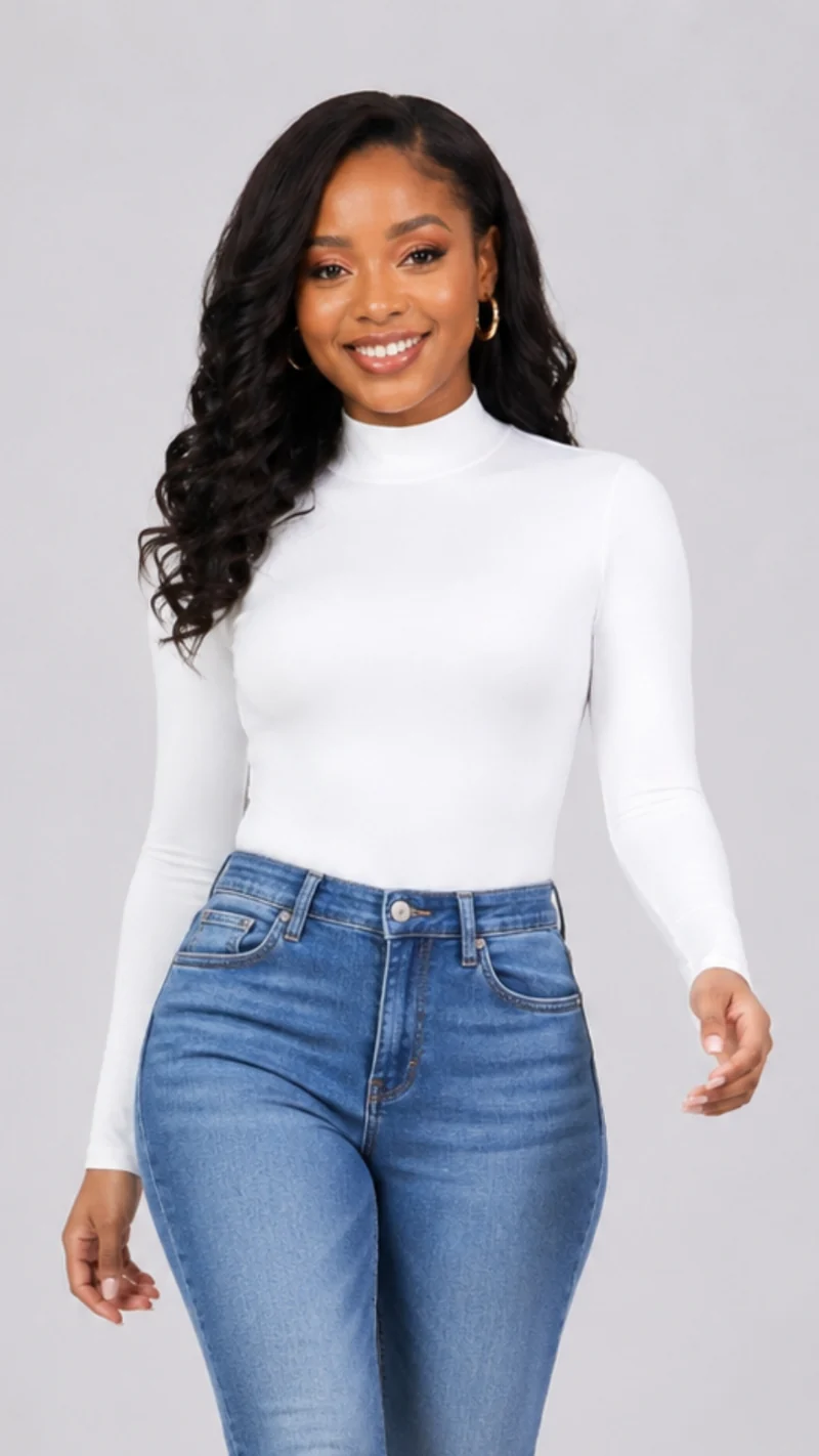 The Fashion Frenzy Savannah High-Neck Bodysuit - White