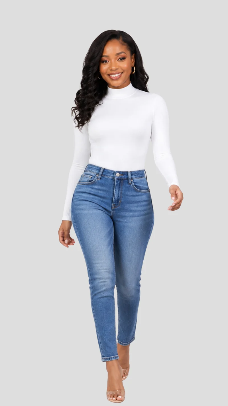 The Fashion Frenzy Savannah High-Neck Bodysuit - White