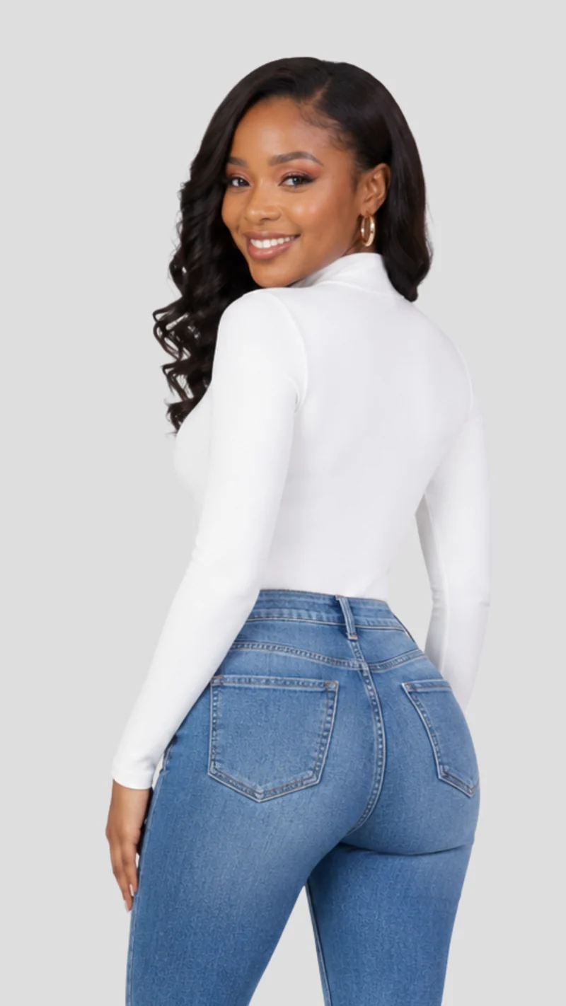 The Fashion Frenzy Savannah High-Neck Bodysuit - White