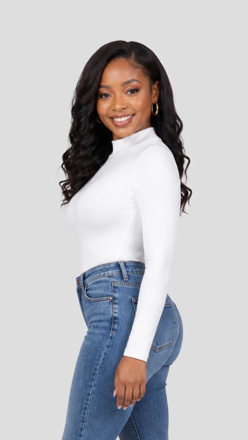 The Fashion Frenzy Savannah High-Neck Bodysuit - White