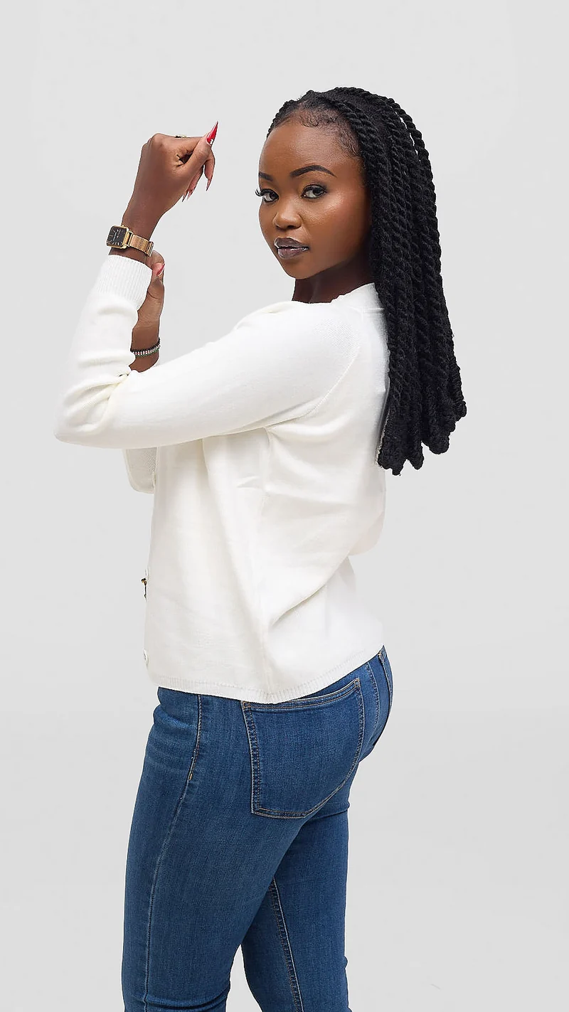 The Fashion Frenzy Mock Button Cardigan - White