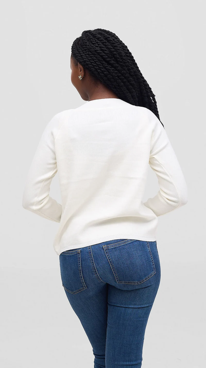 The Fashion Frenzy Mock Button Cardigan - White