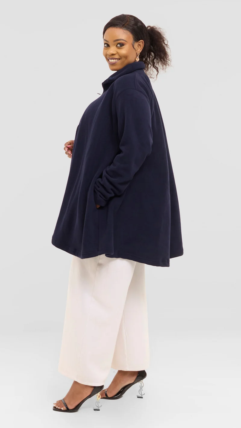 Timyt Urban Wear - Winter Seduction Fleece Poncho - Navy Blue