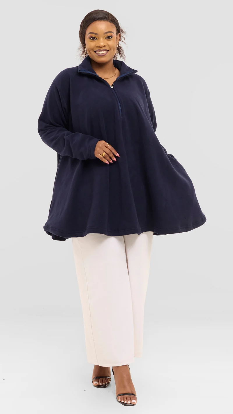 Timyt Urban Wear - Winter Seduction Fleece Poncho - Navy Blue