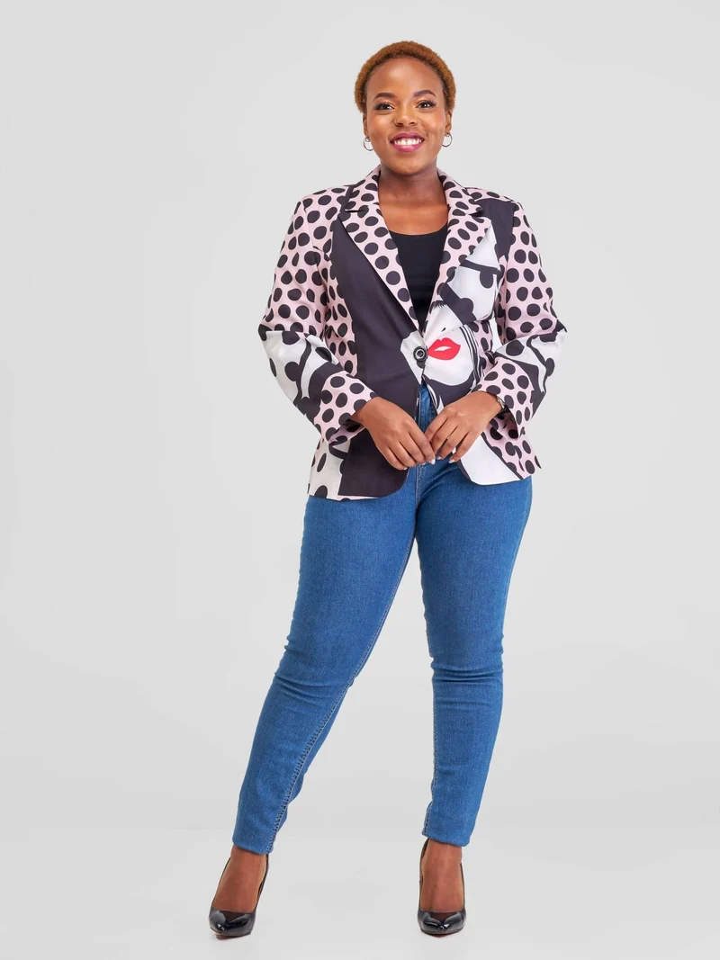 WSC Pambo Immaculate Chic Polka Dot Blazer - Rose Pink