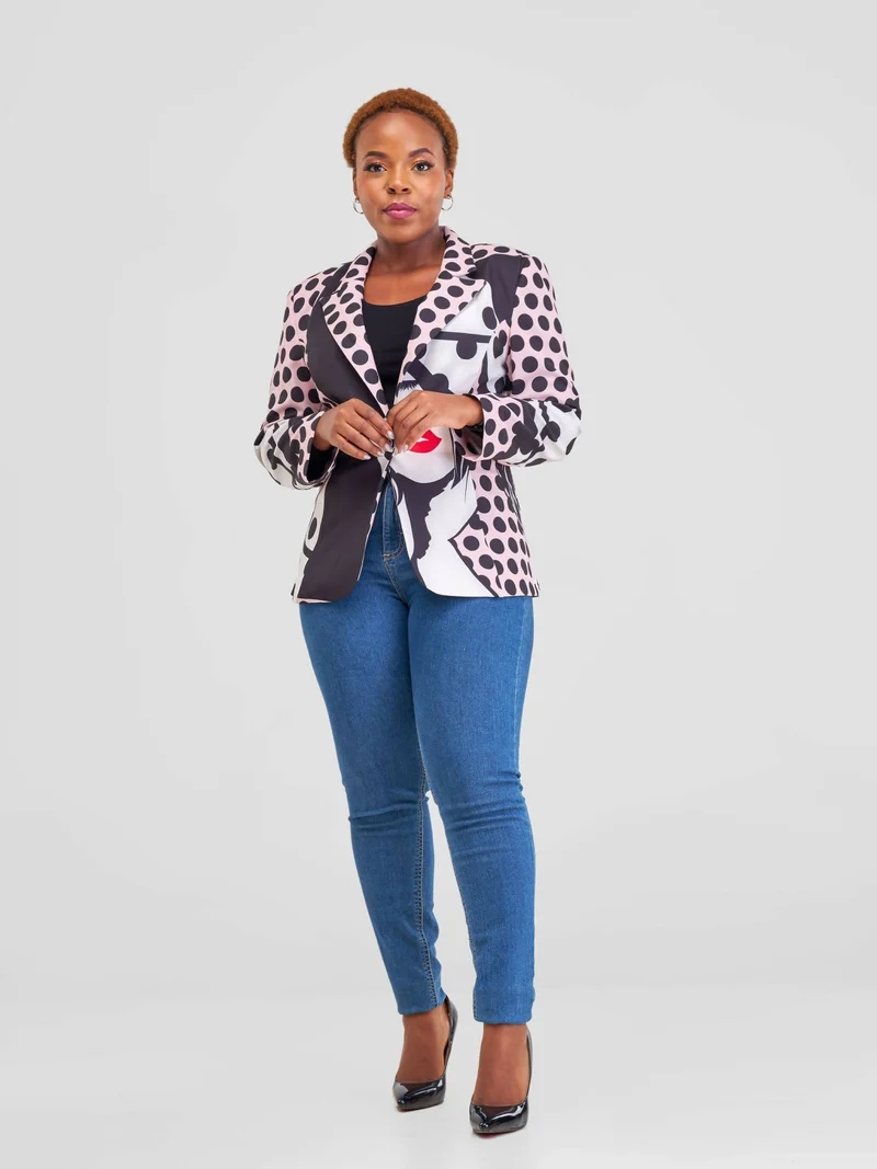 WSC Pambo Immaculate Chic Polka Dot Blazer - Rose Pink