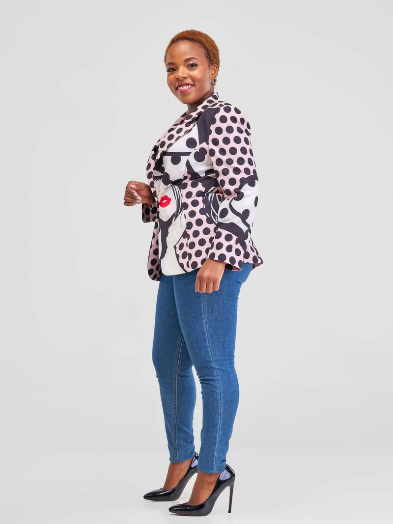 WSC Pambo Immaculate Chic Polka Dot Blazer - Rose Pink