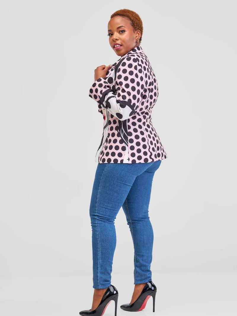 WSC Pambo Immaculate Chic Polka Dot Blazer - Rose Pink