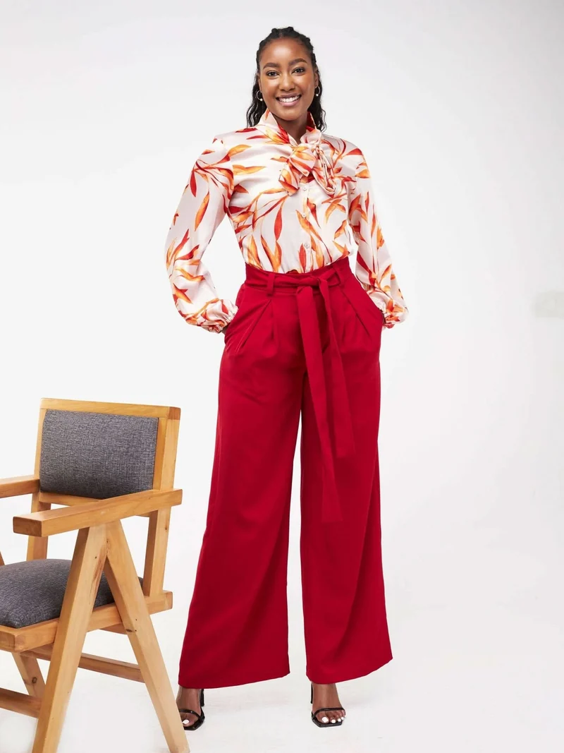 WSC Pambo Siri Studio Pleat Palazzo Pants - Red