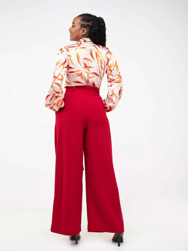WSC Pambo Siri Studio Pleat Palazzo Pants - Red