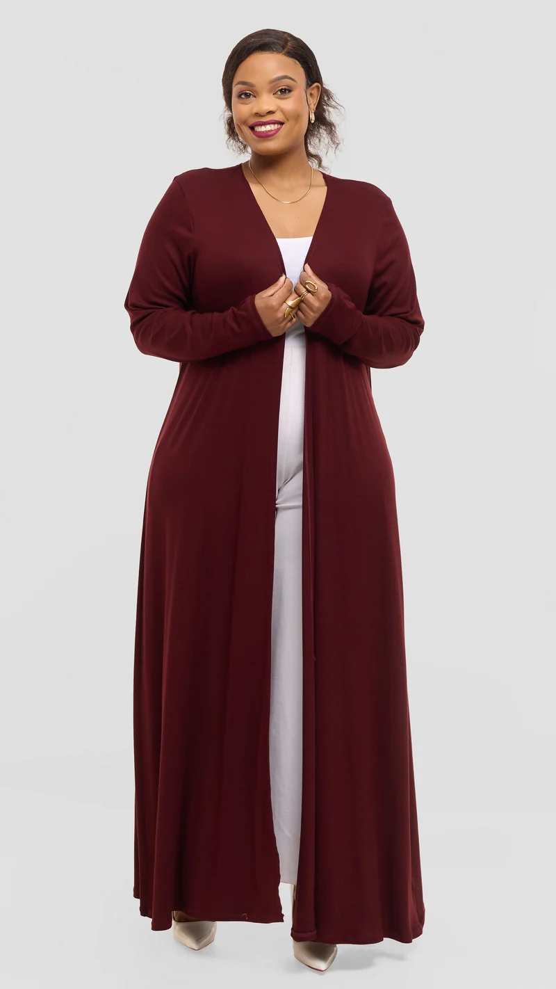 Vivo Long Sleeve Maxi Waterfall in Jersey - Mulberry