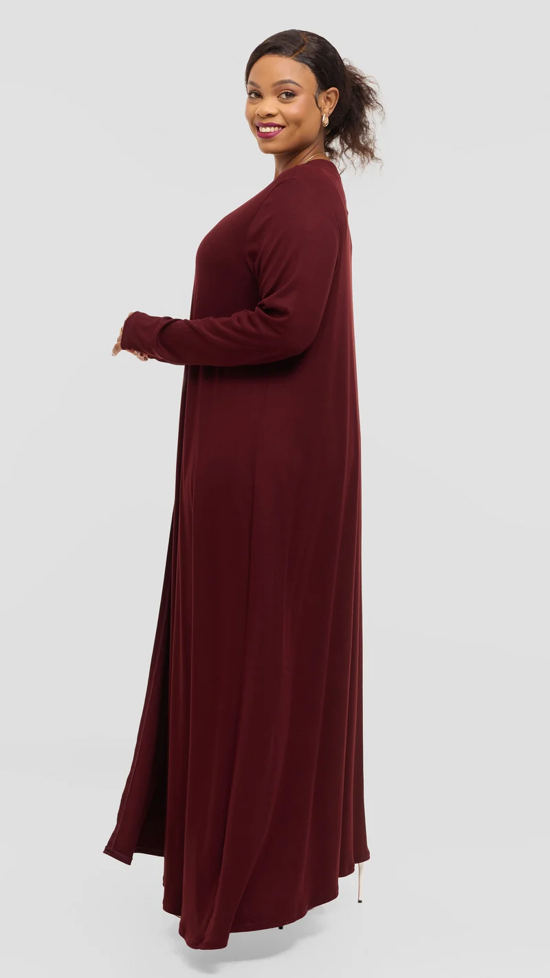 Vivo Long Sleeve Maxi Waterfall in Jersey - Mulberry