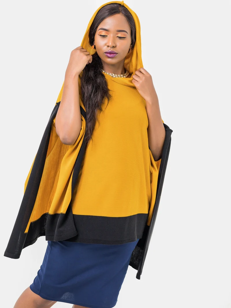 Vivo Basic Dada Poncho - Mustard/Black