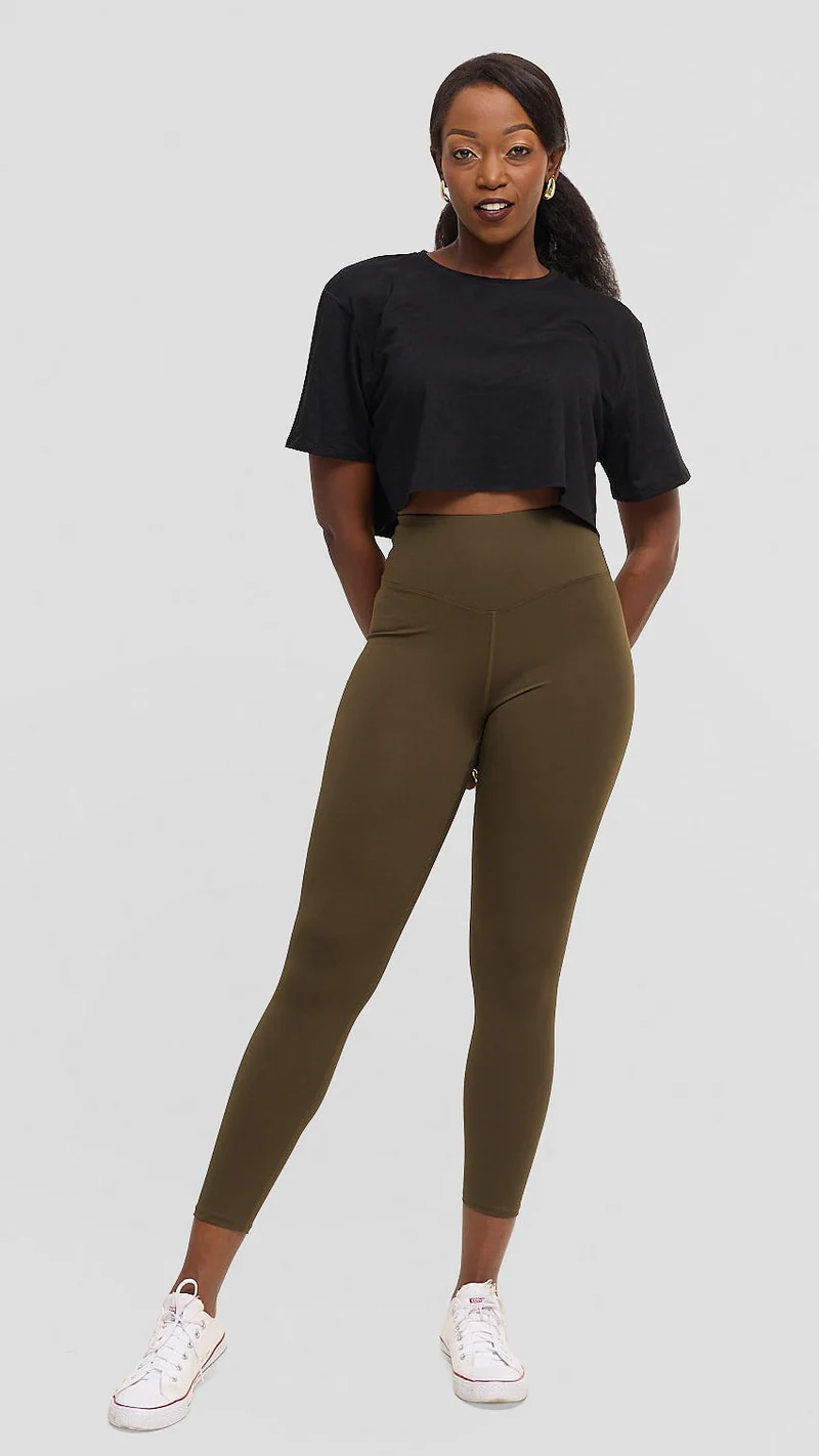 Flen Store High waist Fitness Leggings Only - Green