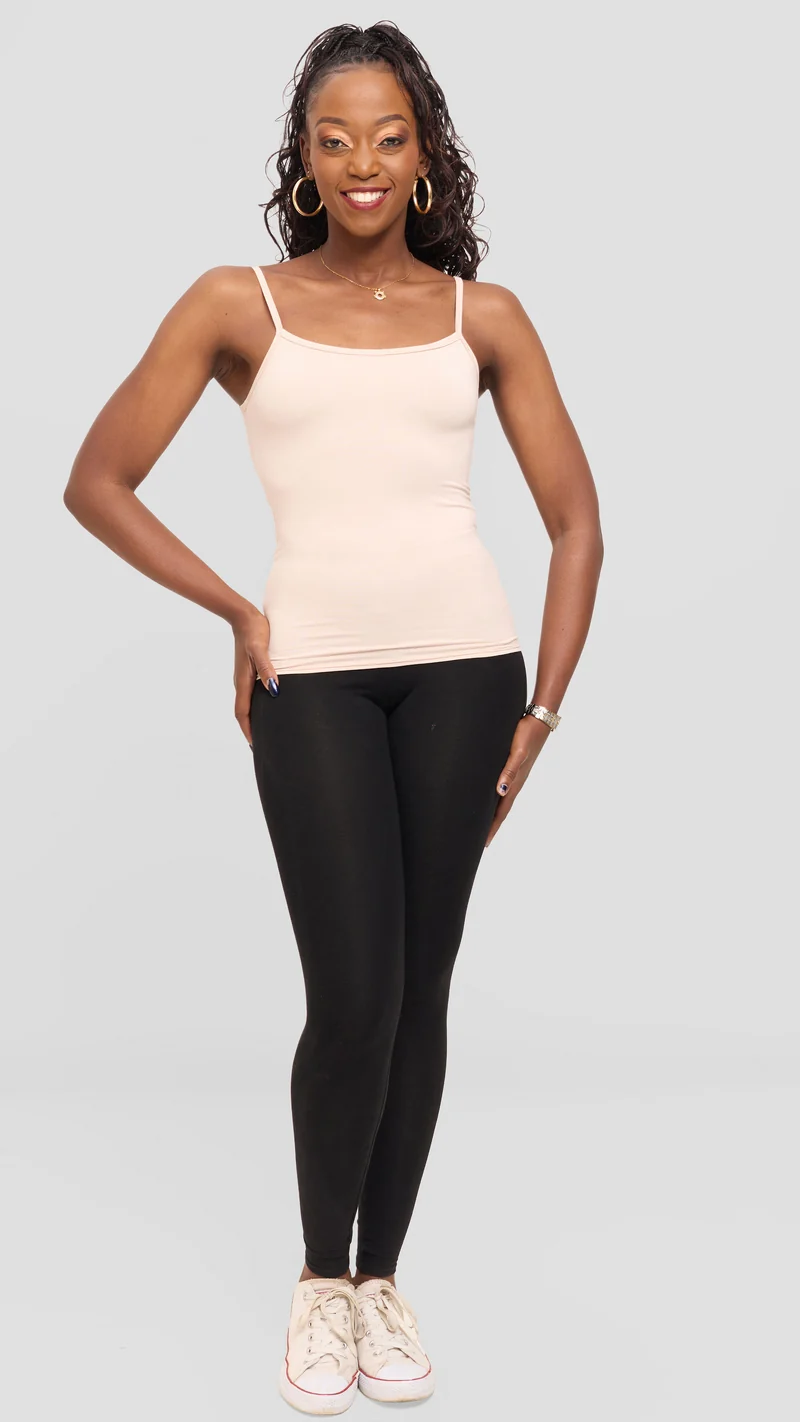 Vivo Spaghetti Tank Top in Jersey - Buttermilk