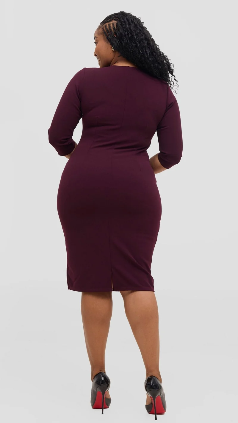 Vivo J.O V-Neck Sheath Dress - Burgundy