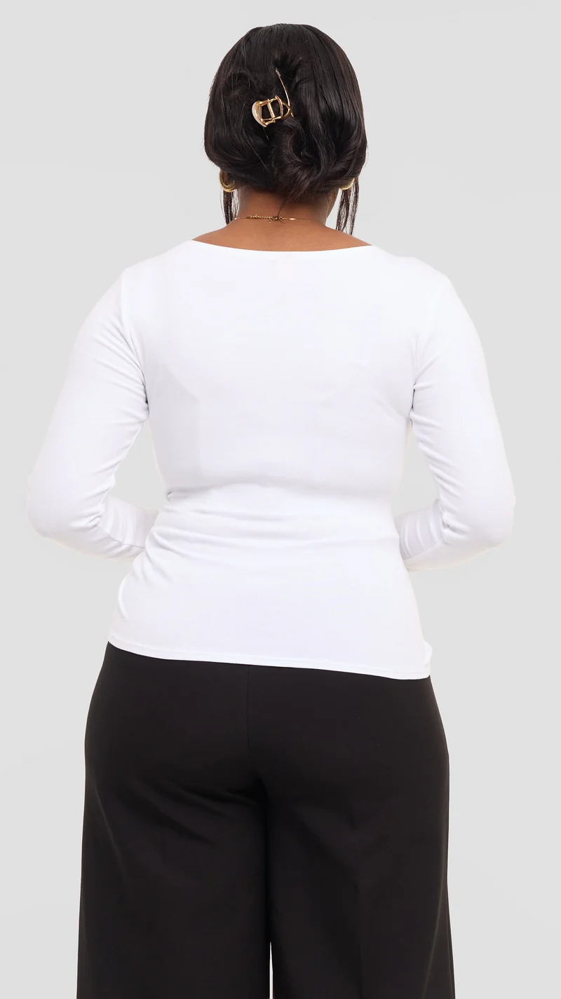 Vivo Tie Top in Jersey - White