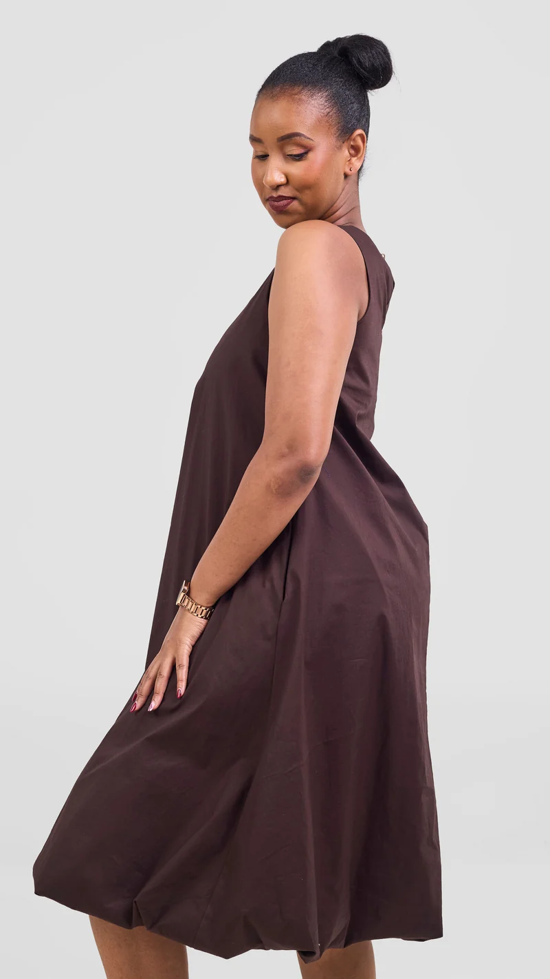 Safari Nazari Bubble Midi Dress - Chocolate