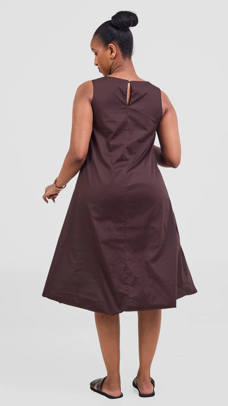 Safari Nazari Bubble Midi Dress - Chocolate