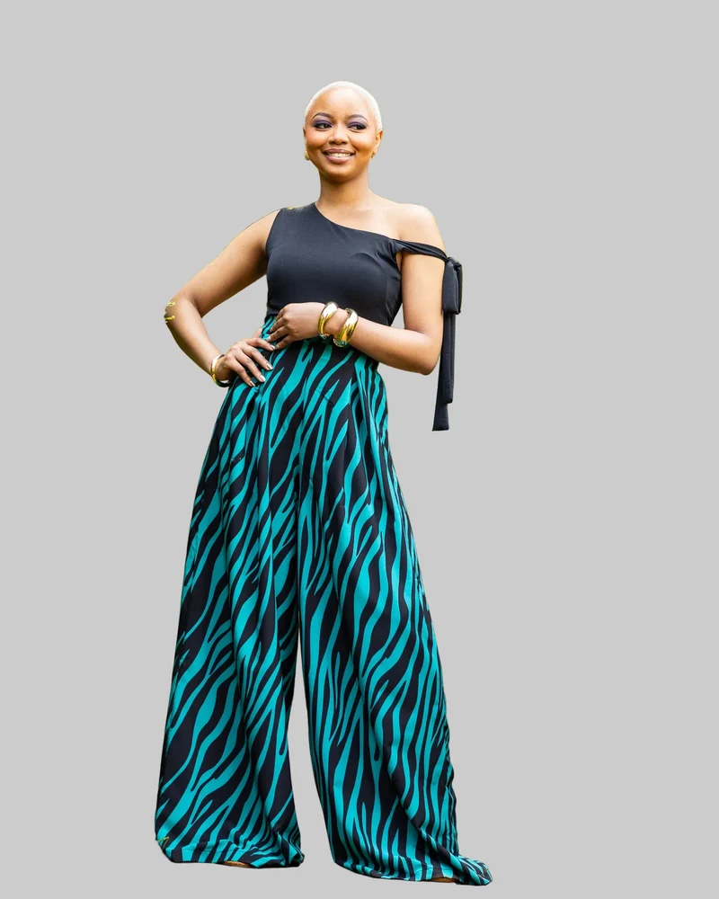African Yuva Ocean Palazzo Pants - Green Print