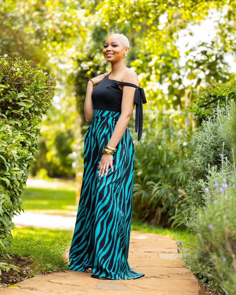 African Yuva Ocean Palazzo Pants - Green Print