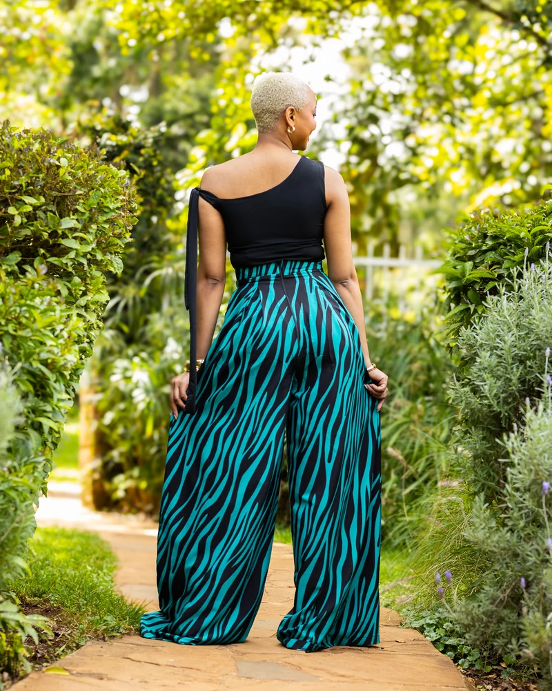 African Yuva Ocean Palazzo Pants - Green Print