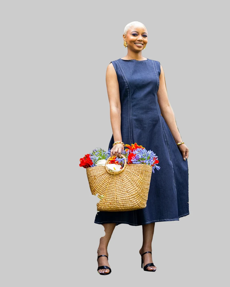 African Yuva Muse Midi Dress - Navy Blue