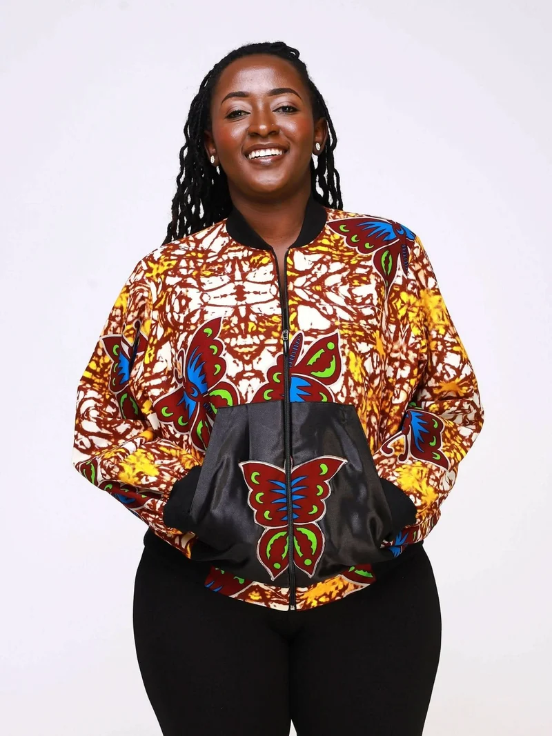 WSC Pambo Nef Africanprint Bomber - Brown