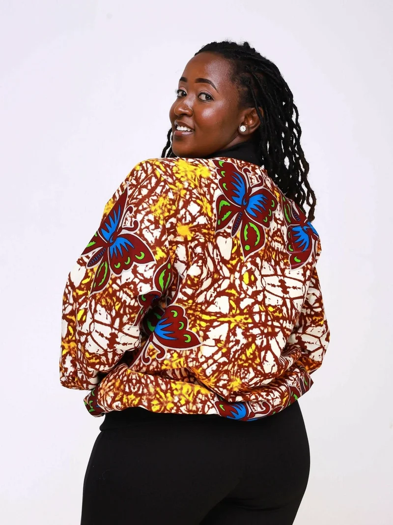 WSC Pambo Nef Africanprint Bomber - Brown