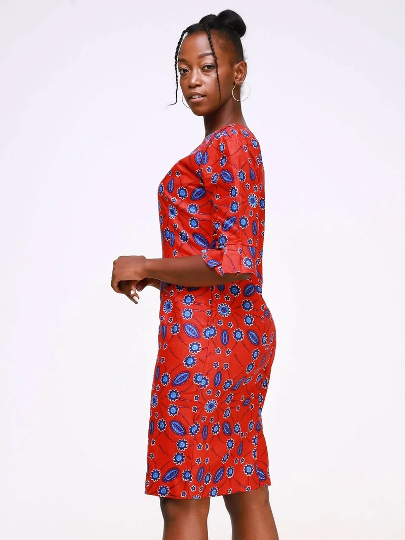 WSC Pambo Africa Inspired Uwa Loose Dress - Red