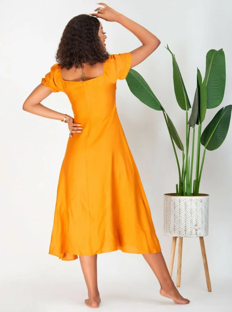 WSC Pambo Nalani Zaria Front Cut Midi Dress - Yellow