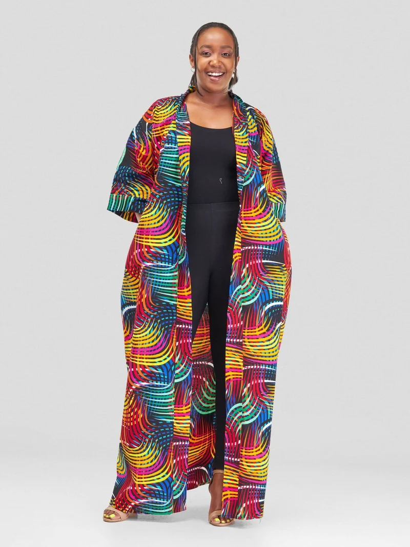 Wsc Pambo Hando Afrikan Designs Kipepeo Kimono - Orange Print