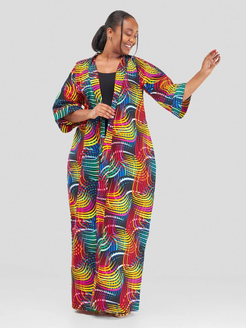 Wsc Pambo Hando Afrikan Designs Kipepeo Kimono - Orange Print