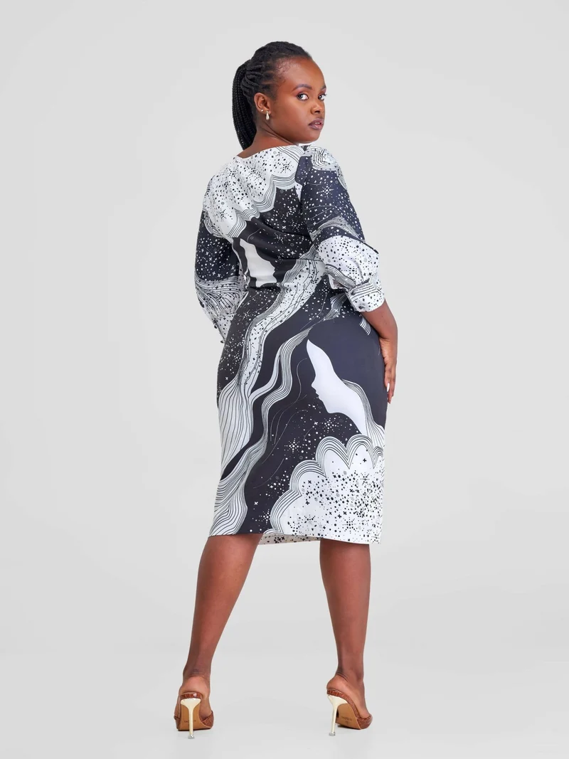 WSC Pambo Immaculate Chic Galaxy Print Dress - Black / White