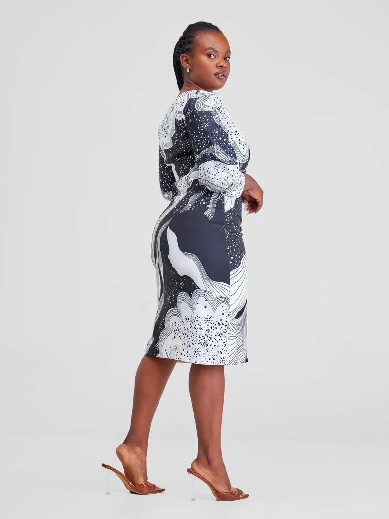 WSC Pambo Immaculate Chic Galaxy Print Dress - Black / White