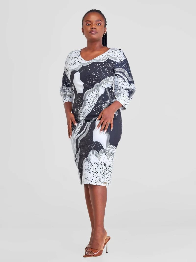 WSC Pambo Immaculate Chic Galaxy Print Dress - Black / White