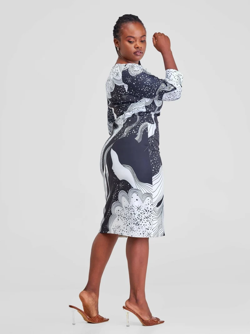 WSC Pambo Immaculate Chic Galaxy Print Dress - Black / White