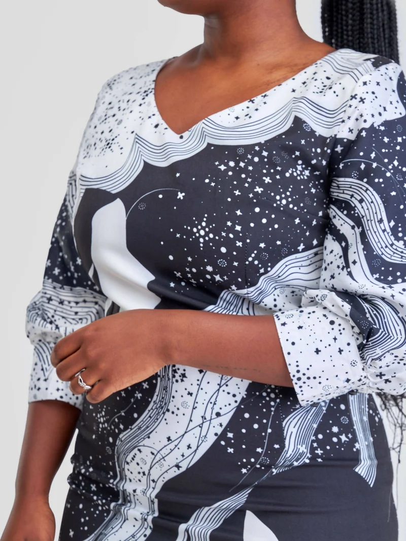 WSC Pambo Immaculate Chic Galaxy Print Dress - Black / White