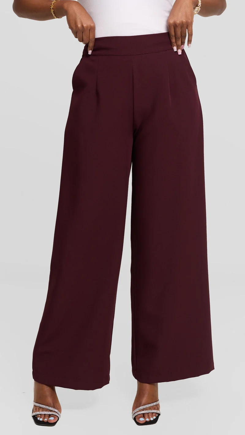 Vivo Wide Leg Pants in Crepe - Mulberry
