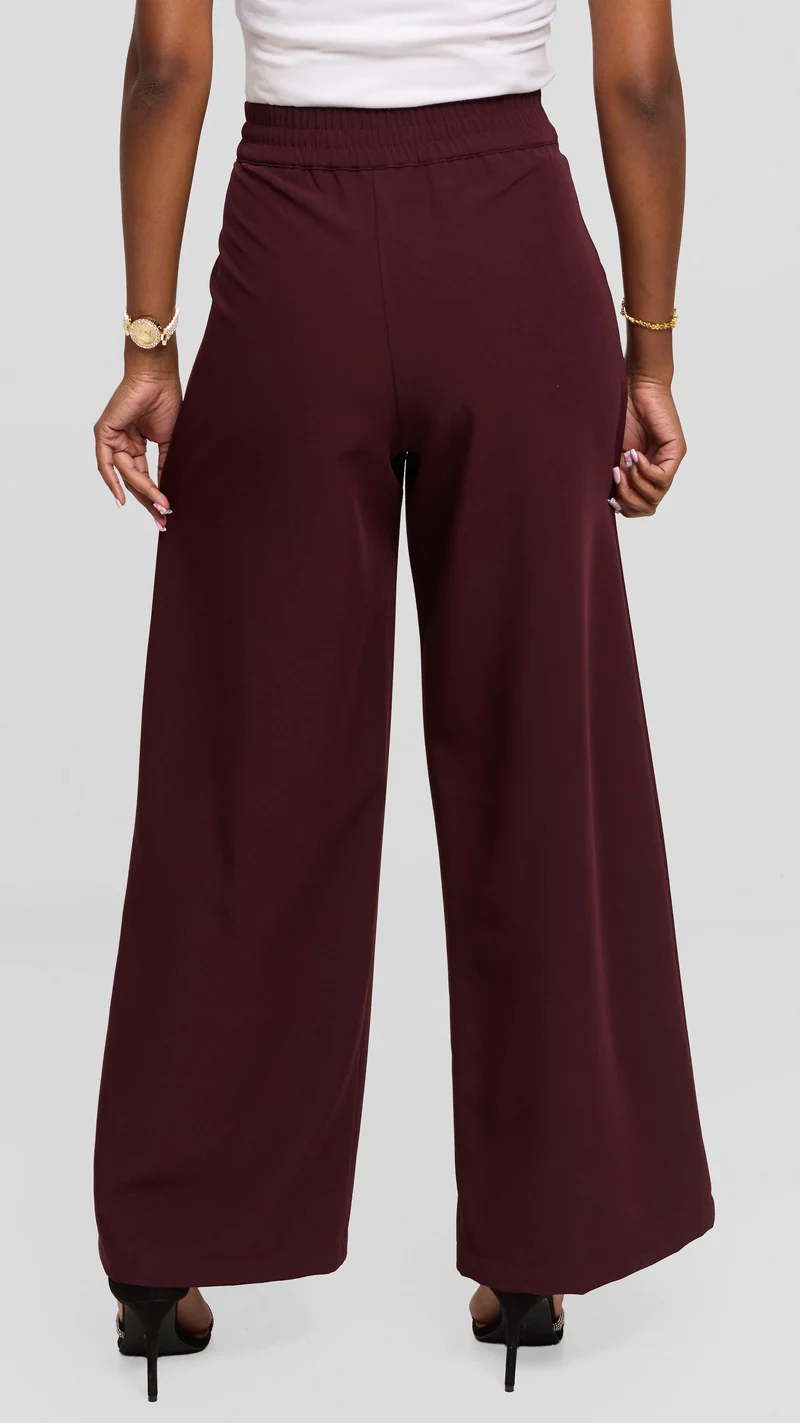 Vivo Wide Leg Pants in Crepe - Mulberry