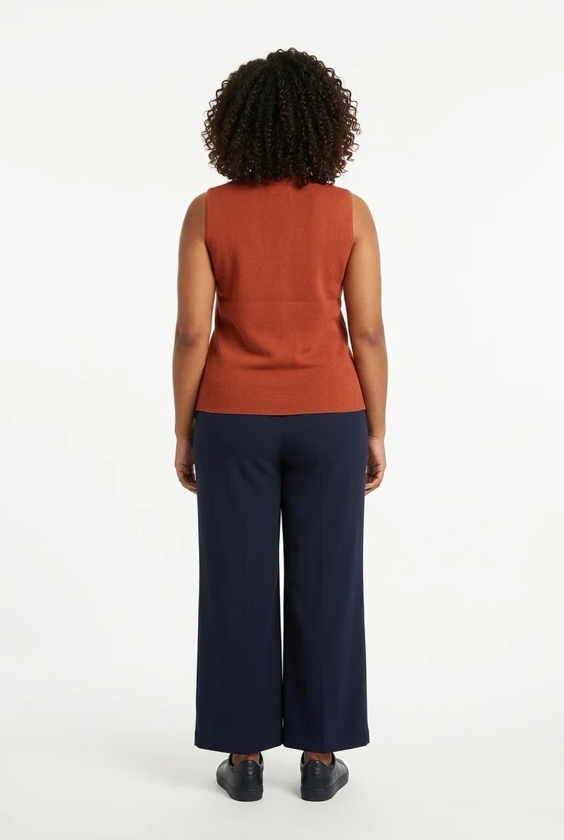 Stylish Sisters Tailored Button-Front Waistcoat Top - Brown