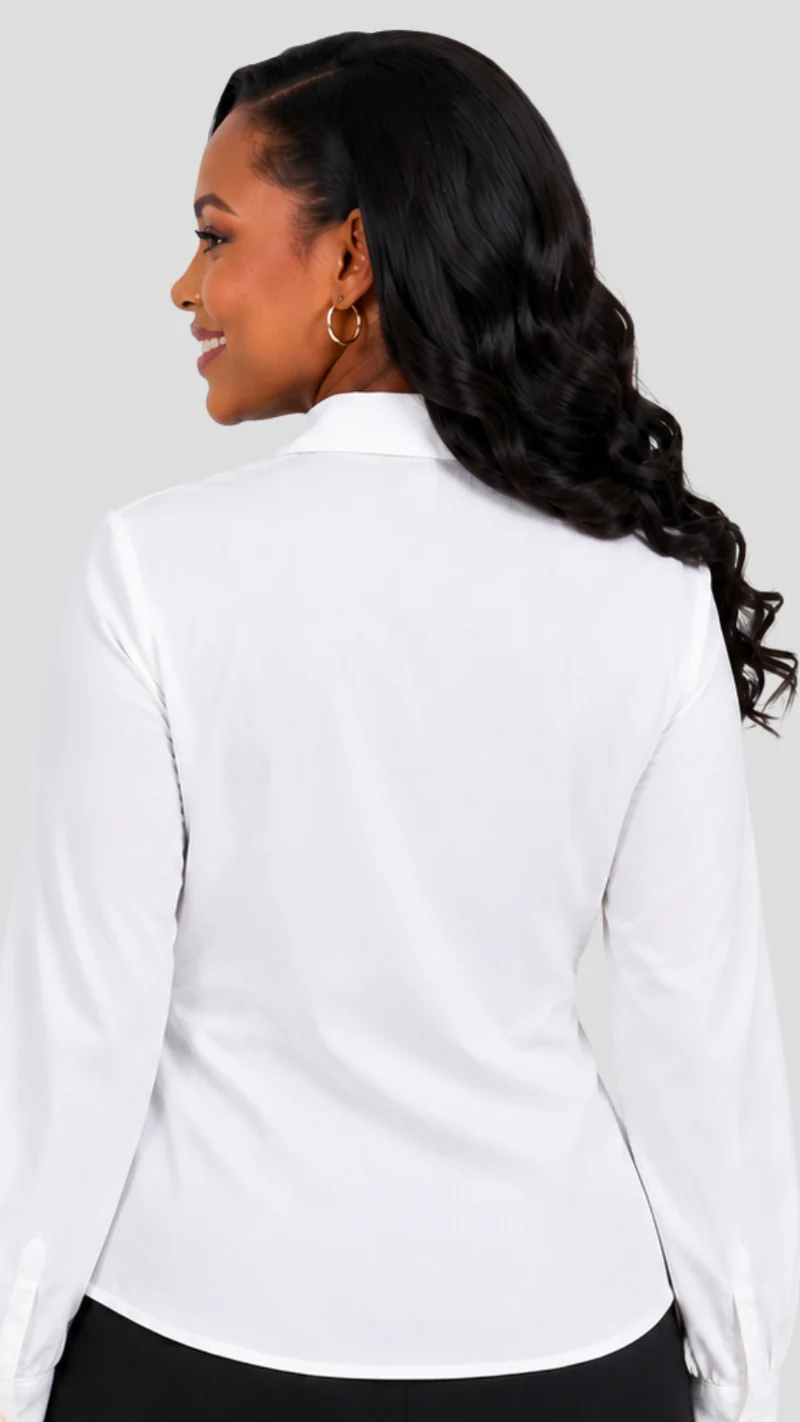 The Fashion Frenzy Black Front Belt Blouse - White