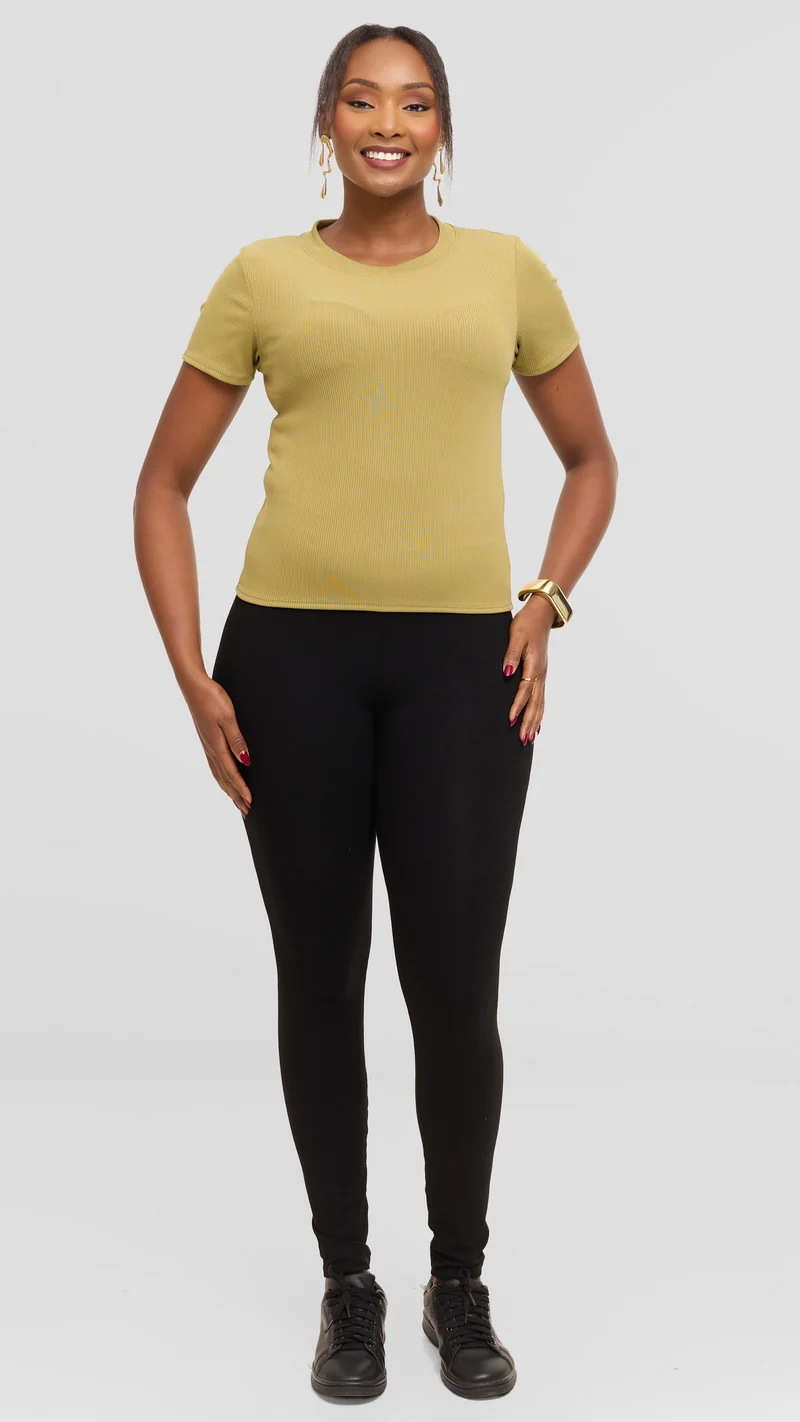 Vivo Studio Crew Neck Tee in Rib - Olive