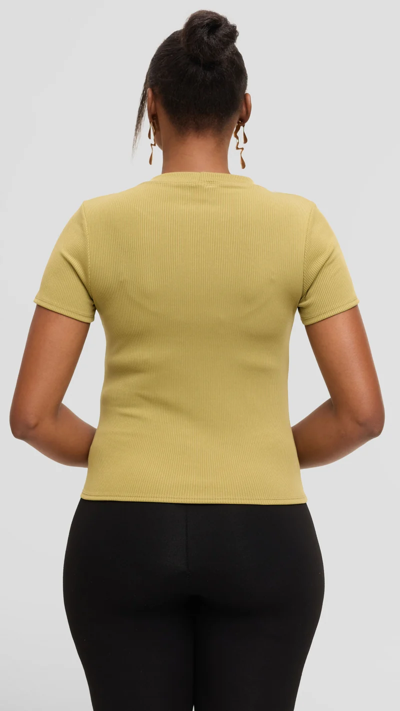 Vivo Studio Crew Neck Tee in Rib - Olive