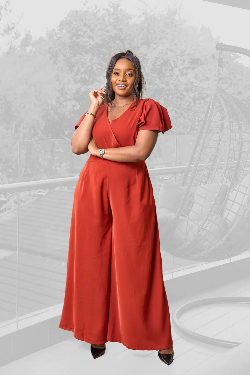 Ela Wide-Leg Jumpsuit - Rust Brown