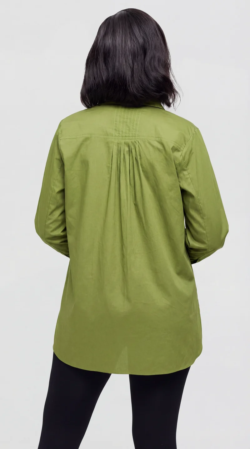 Safari by Vivo Pintuck Shirt in Cotton - Olive