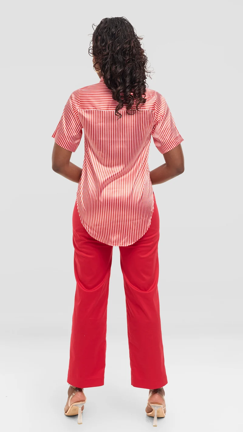 The Scarlet Stripe Tailored Trouser Set - Red / White