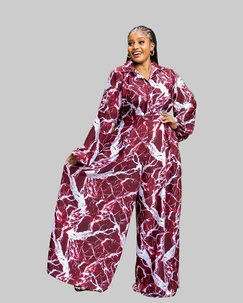 Lela Two Piece Set - Burgundy / White