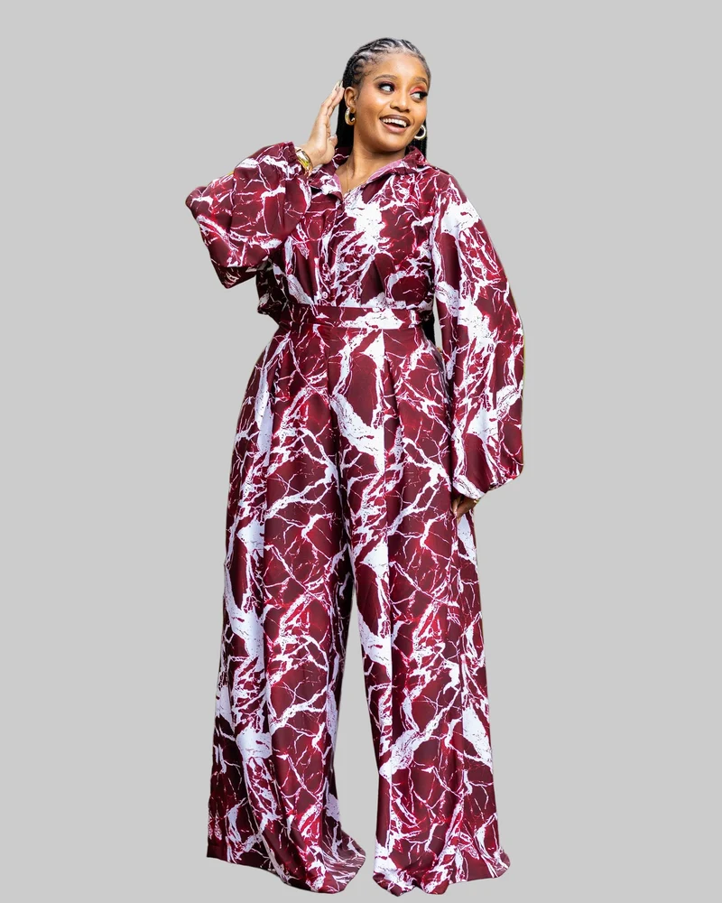 Lela Two Piece Set - Burgundy / White