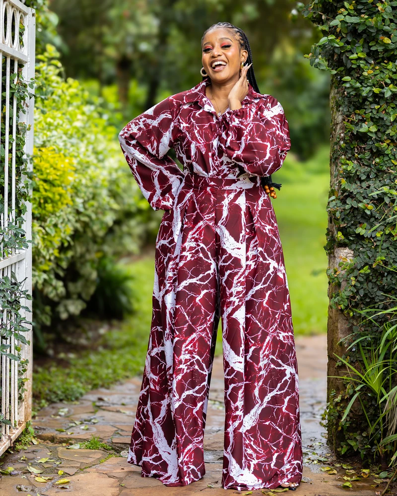Lela Two Piece Set - Burgundy / White